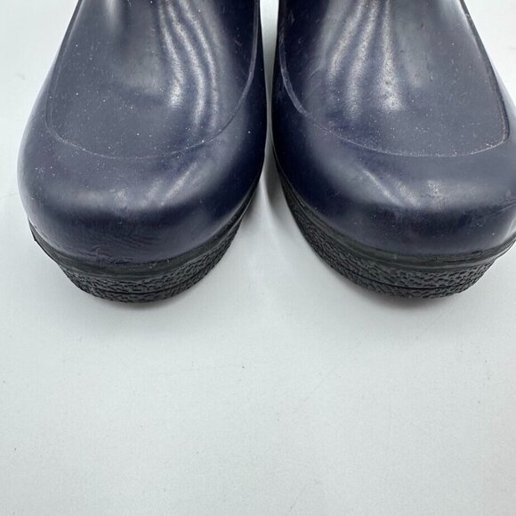 Sperry Boots Women 7 Waterproof Rain Navy Blue 2" Heel Cuff Rubber Anchor Button - Picture 7 of 10